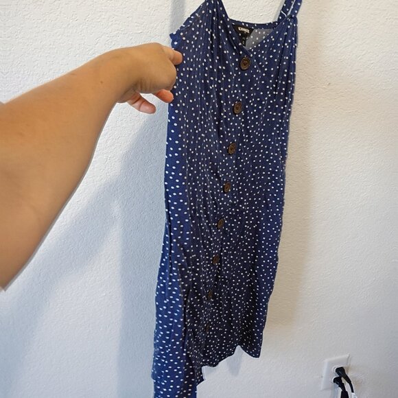 Express Women's White Polka Dots Strappy Sleeve Midi Dress Navy size Medium - Picture 3 of 6